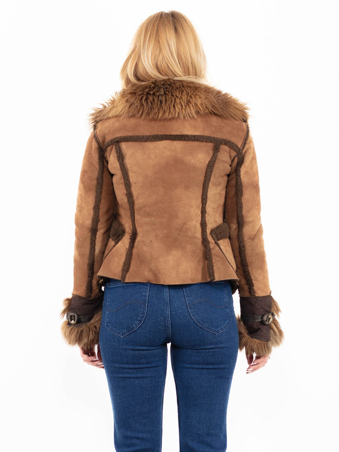 Vintage 00's Women Faux Sheepskin Jacket in BrownA0037