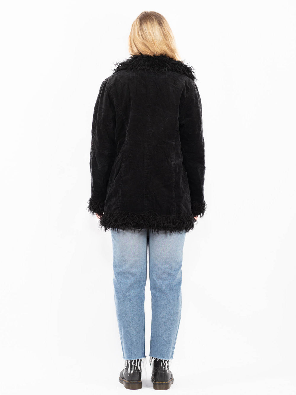 Vintage 90's Women Suede Sherpa Jacket in BlackA0505