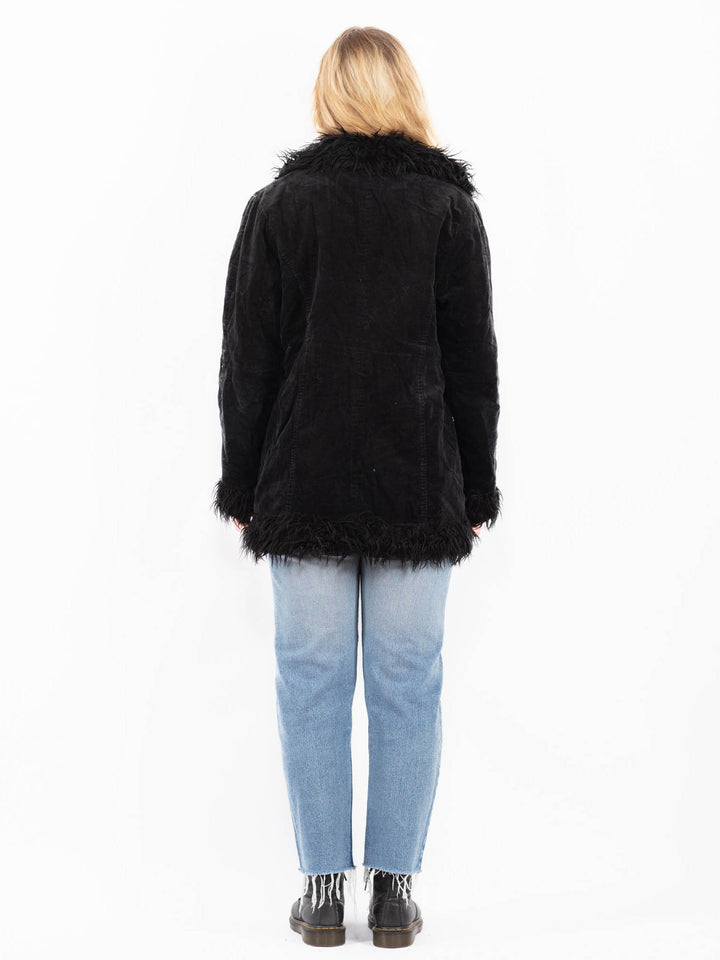 Vintage 90's Women Suede Sherpa Jacket in BlackA0505