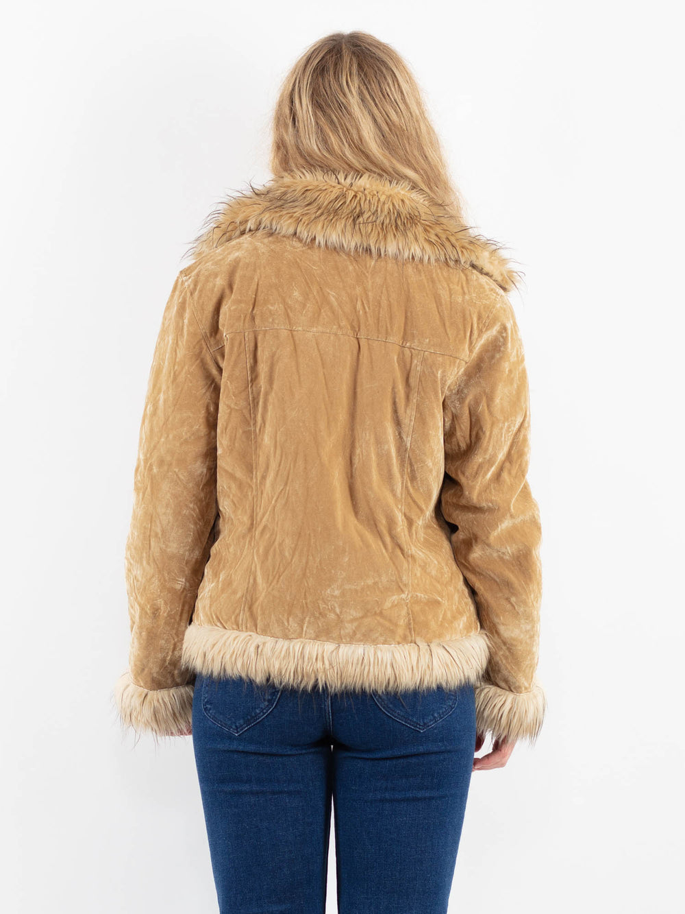 Vintage 90's Women Faux Sheepskin Jacket in BeigeV9910