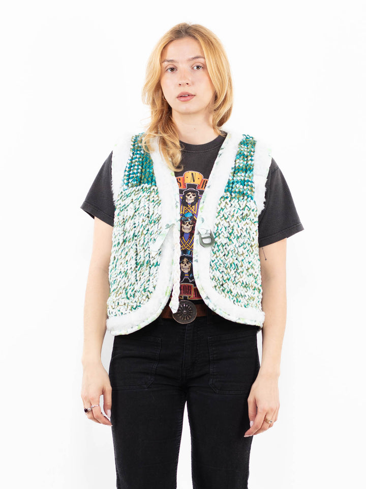 Vintage 90's Women Sherpa Vest in GreenA0236
