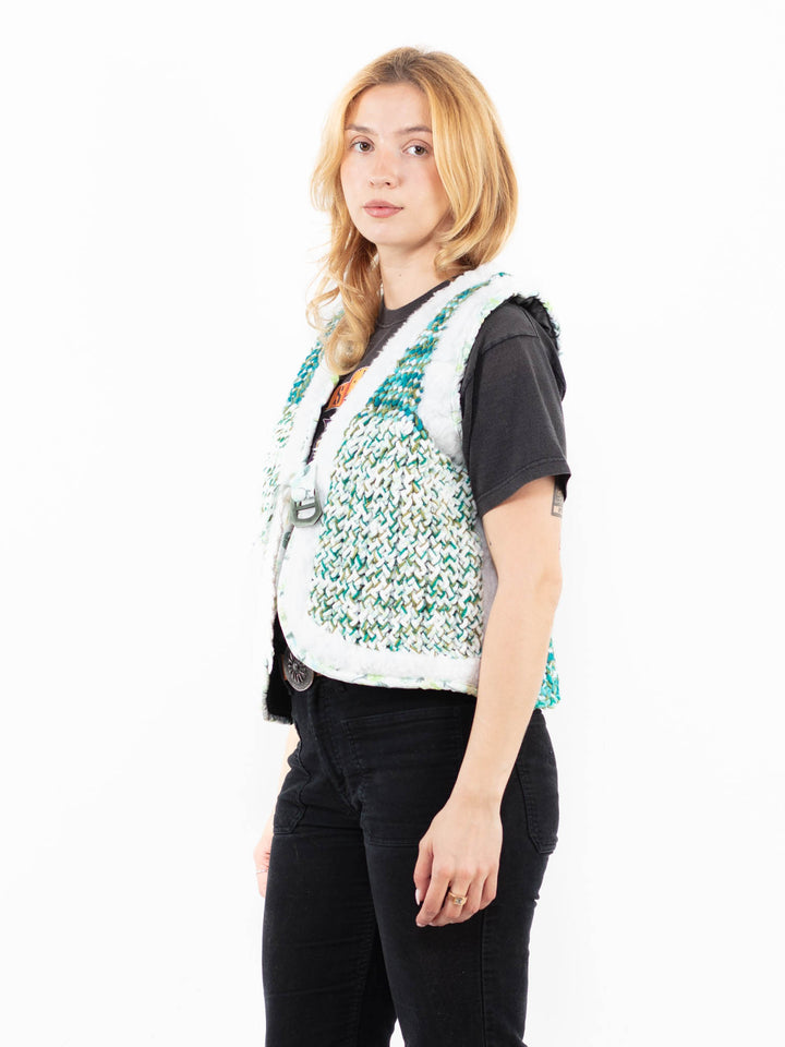 Vintage 90's Women Sherpa Vest in GreenA0236