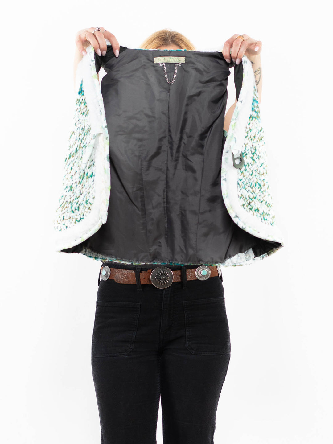 Vintage 90's Women Sherpa Vest in GreenA0236