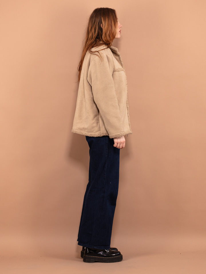 Vintage 90's Women Fleece Sherpa Jacket in Beige - NorthernGrip
