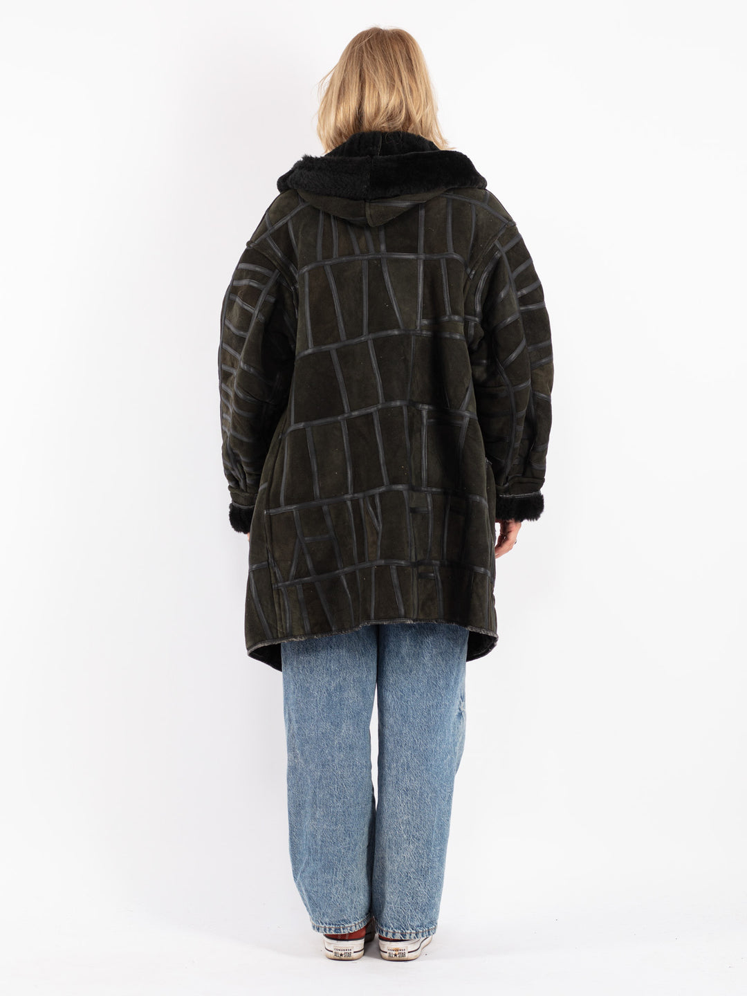 Vintage 90's Women Sheepskin Coat in Green