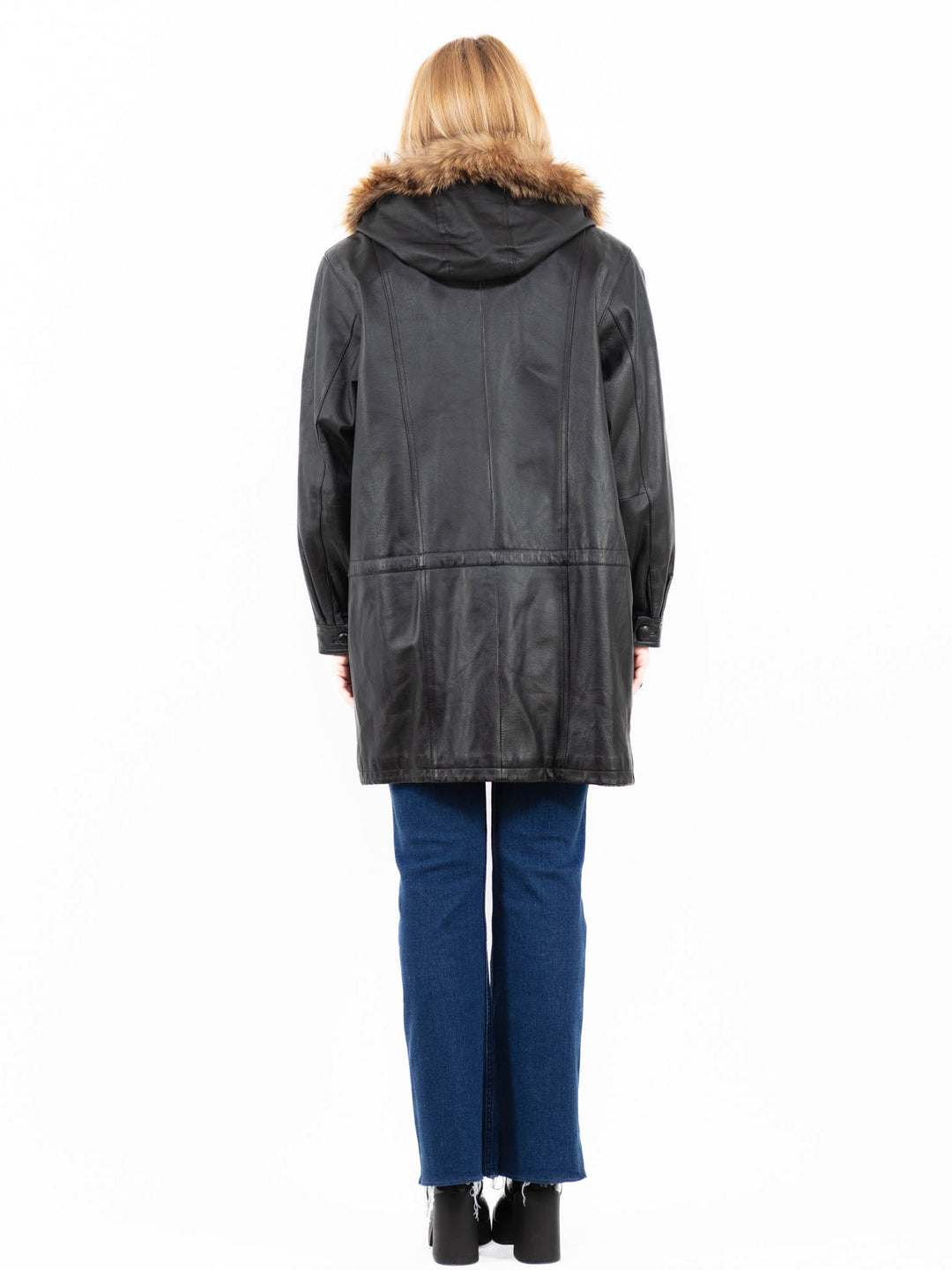 Vintage 90's Women Leather Coat in BlackA0055