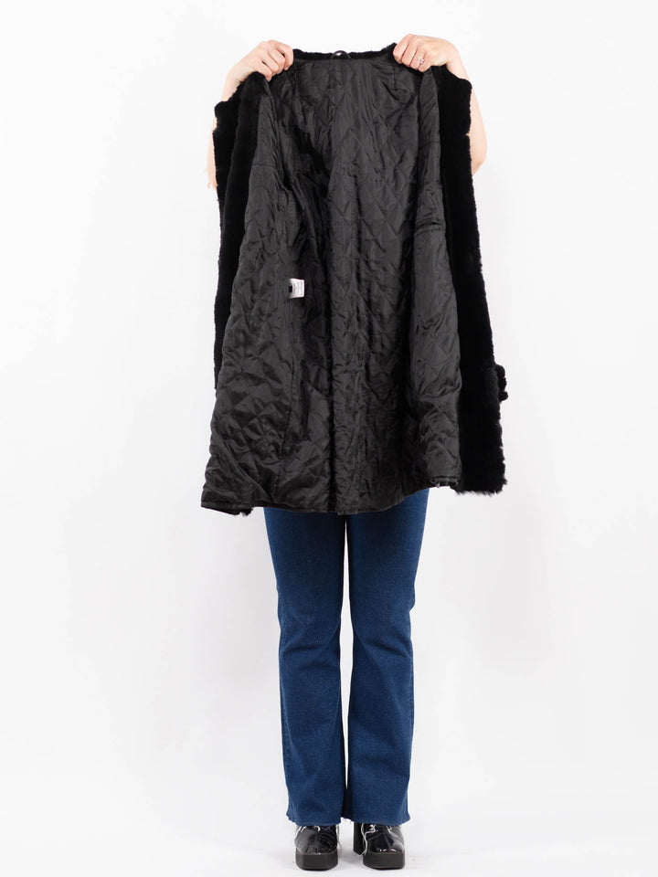 Vintage 90's Women Leather Coat in BlackA0424