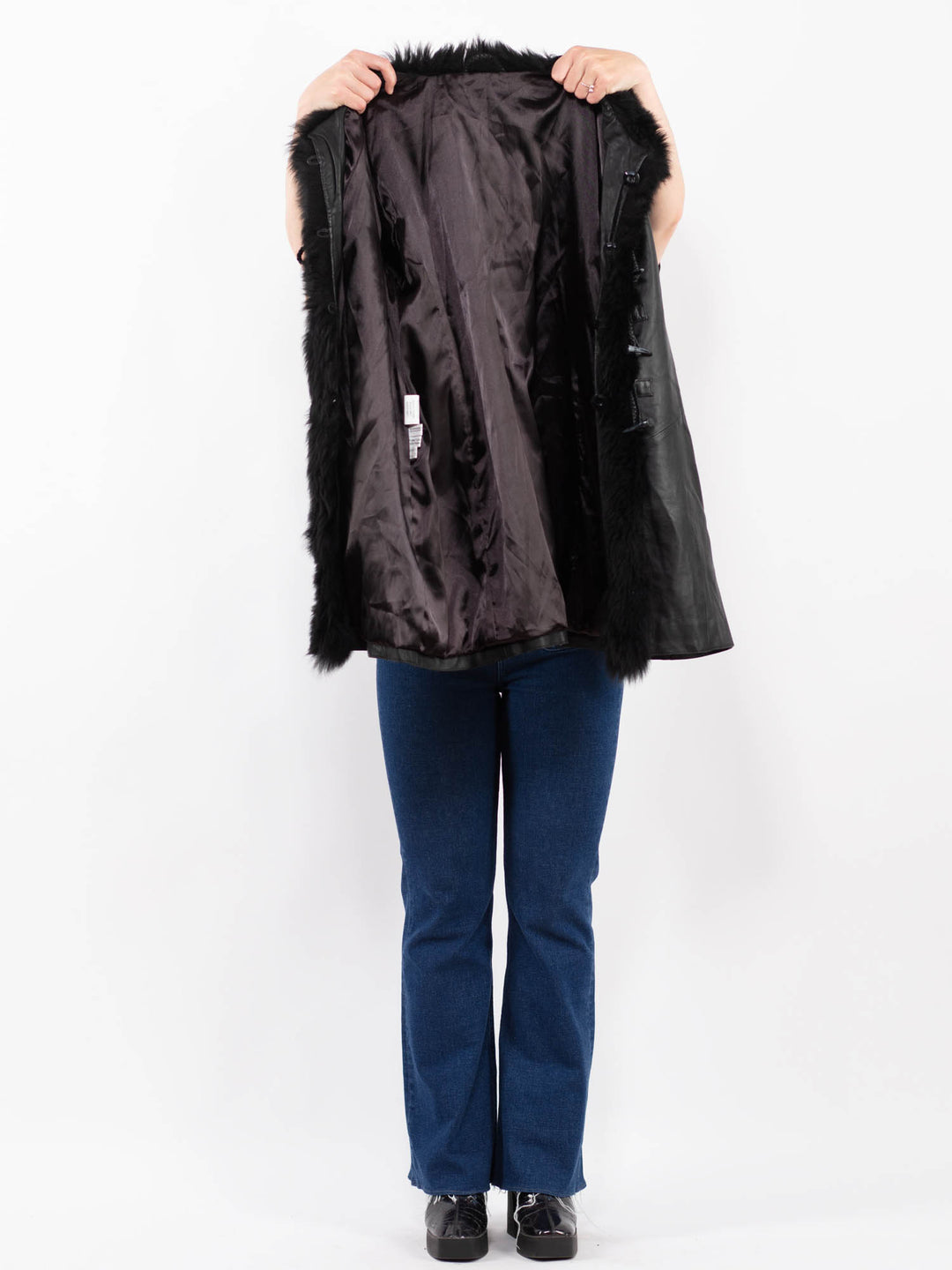 Vintage 90's Women Leather Coat in BlackA0464