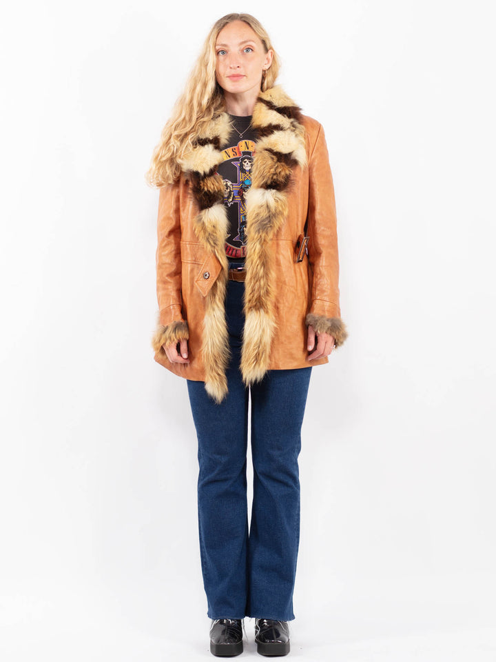 Vintage 90's Women Leather Jacket in BrownA0427