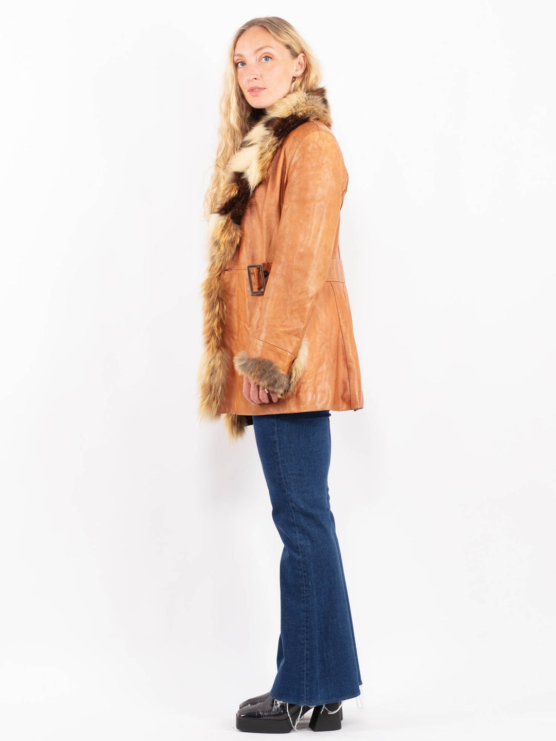 Vintage 90's Women Leather Jacket in BrownA0427