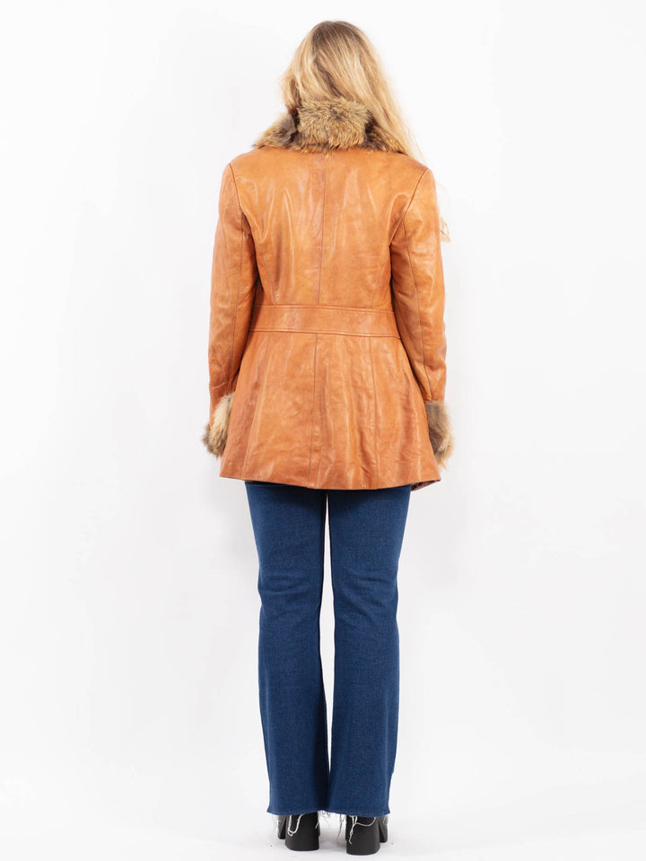 Vintage 90's Women Leather Jacket in BrownA0427