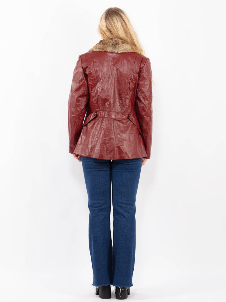 Vintage 90's Women Leather Jacket in RedA0467