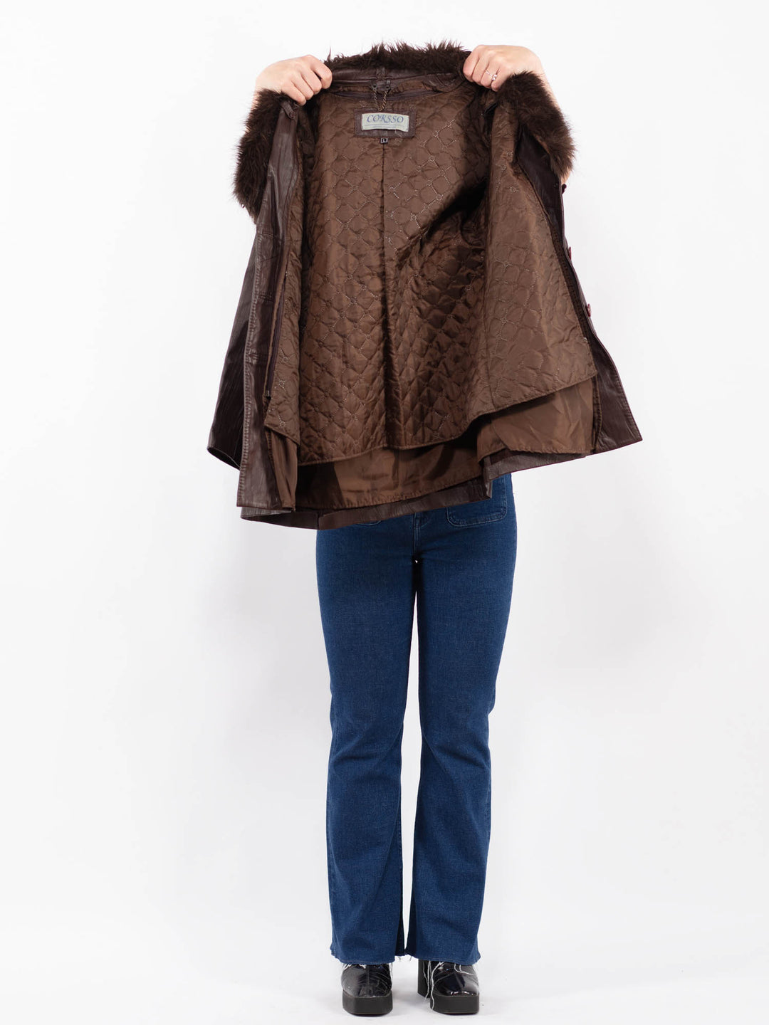 Vintage 90's Women Leather Jacket in BrownA0475