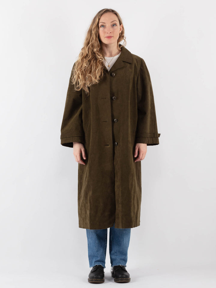 Vintage 90's Women Trench Coat in Green