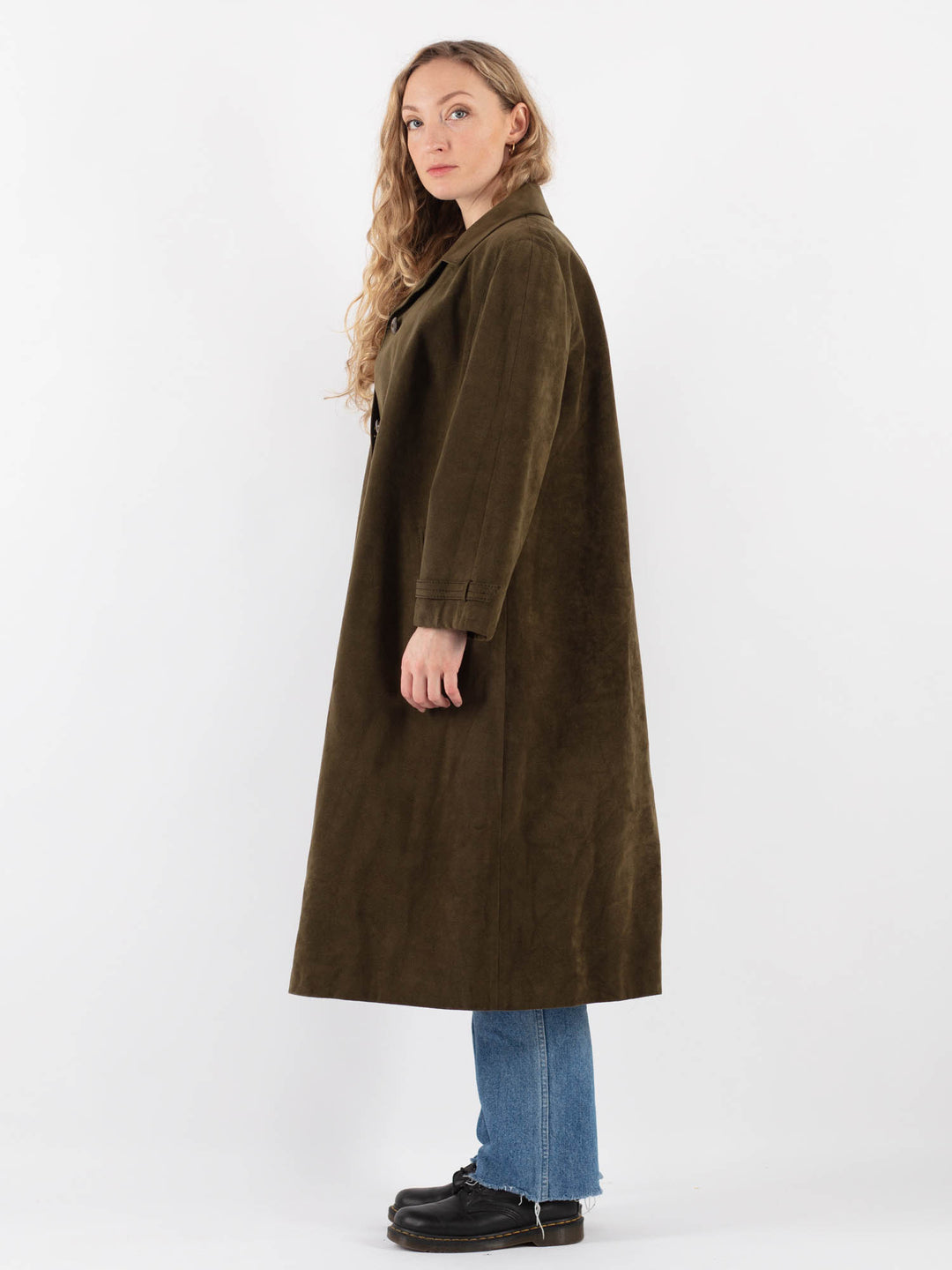 Vintage 90's Women Trench Coat in Green