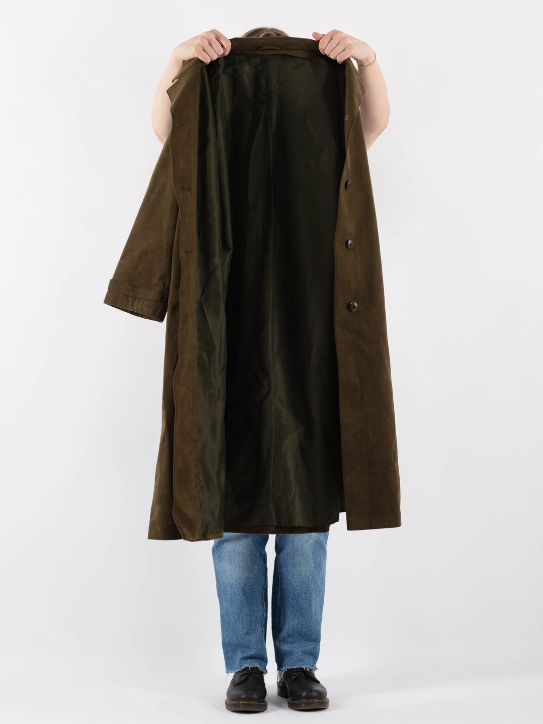 Vintage 90's Women Trench Coat in Green