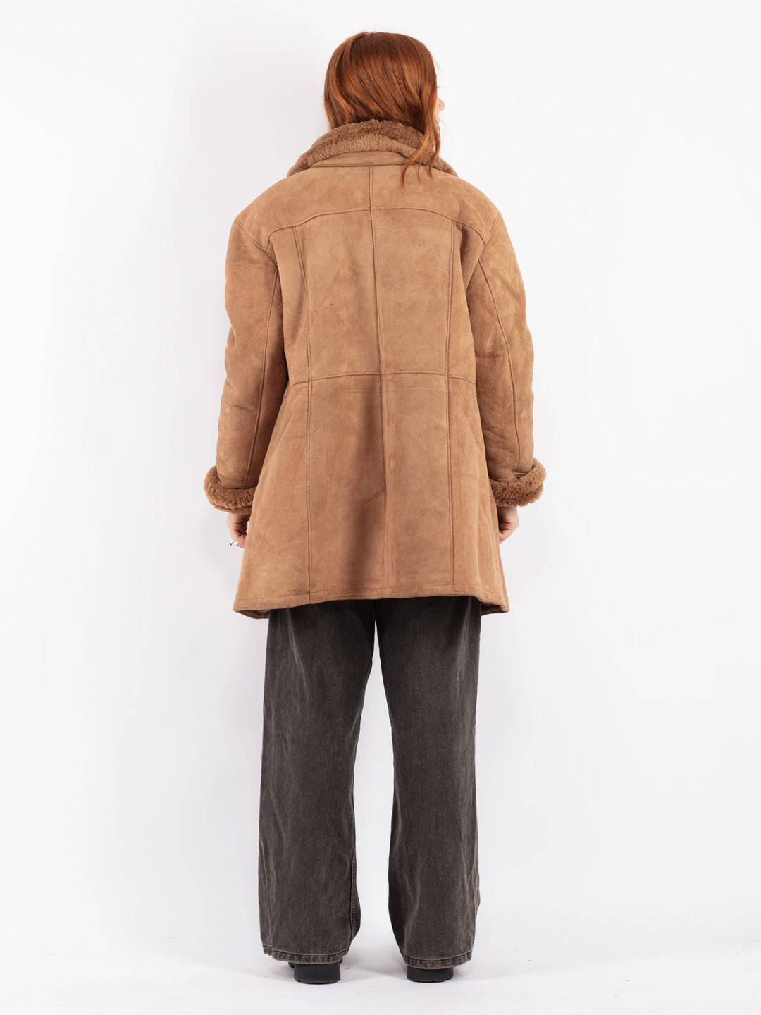 Vintage 90's Women Sheepskin Coat in Beige