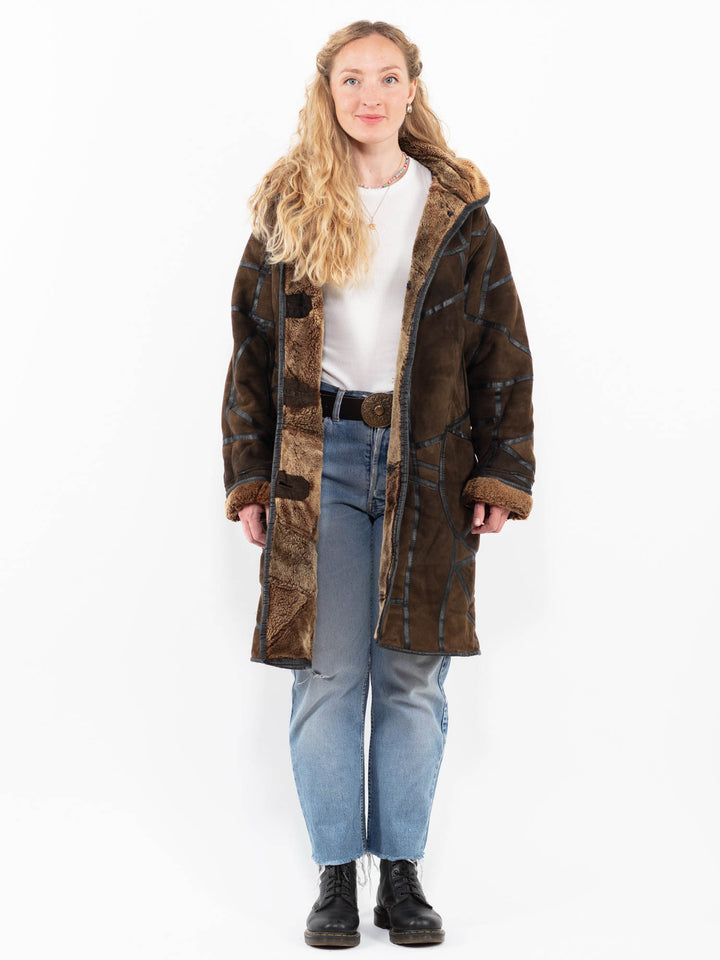 Vintage 90's Women Sheepskin Coat in BrownA0239