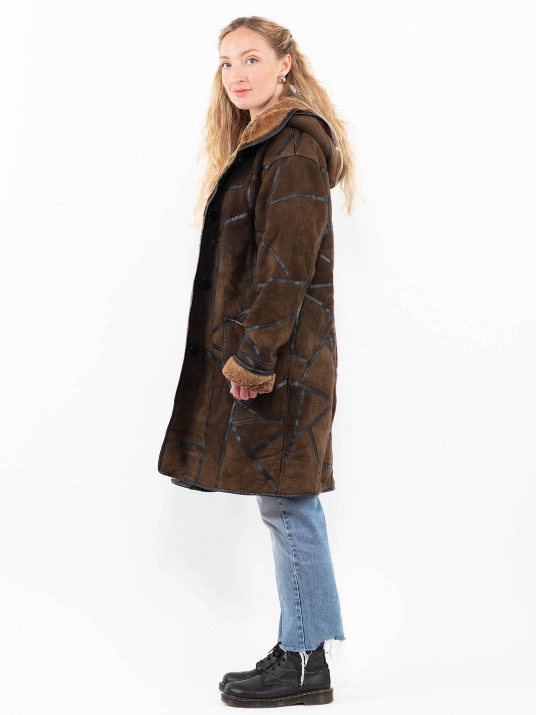 Vintage 90's Women Sheepskin Coat in BrownA0239