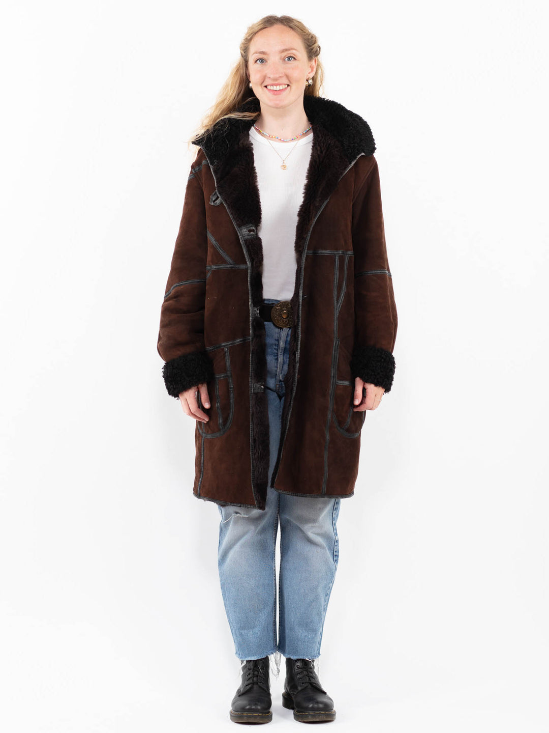 Vintage 90's Women Sheepskin Coat in BrownA0242