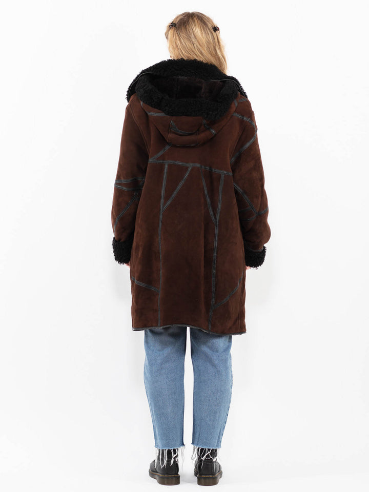 Vintage 90's Women Sheepskin Coat in BrownA0242