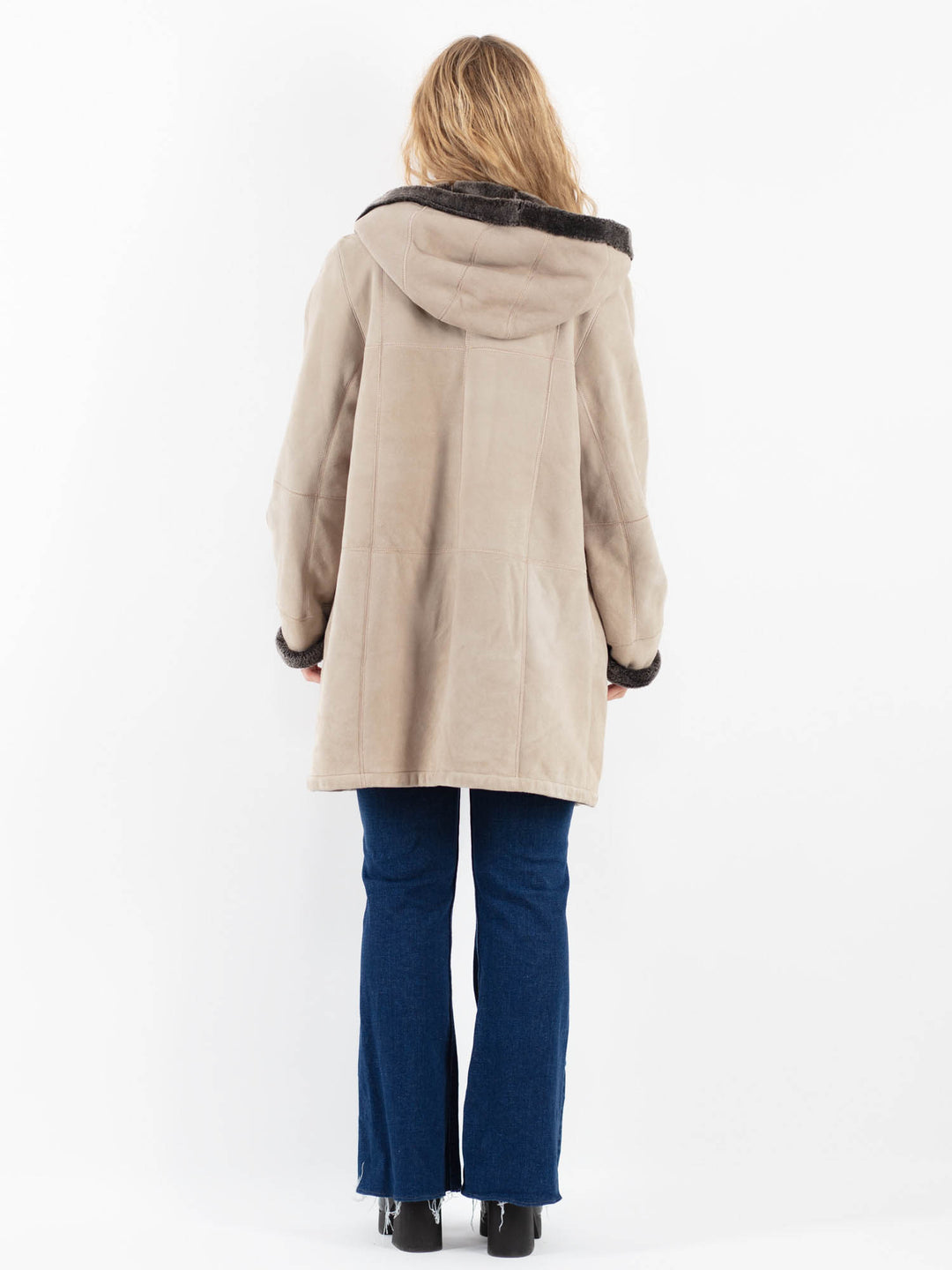 Vintage 90's Women Sheepskin Coat in BeigeV9846