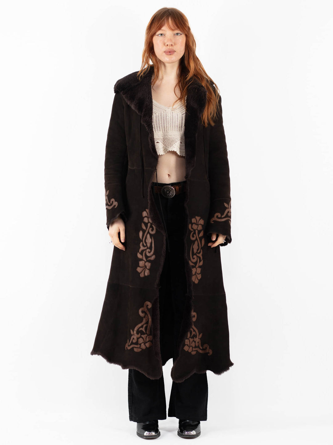 Vintage 90's Women Sheepskin Coat in BrownV9745