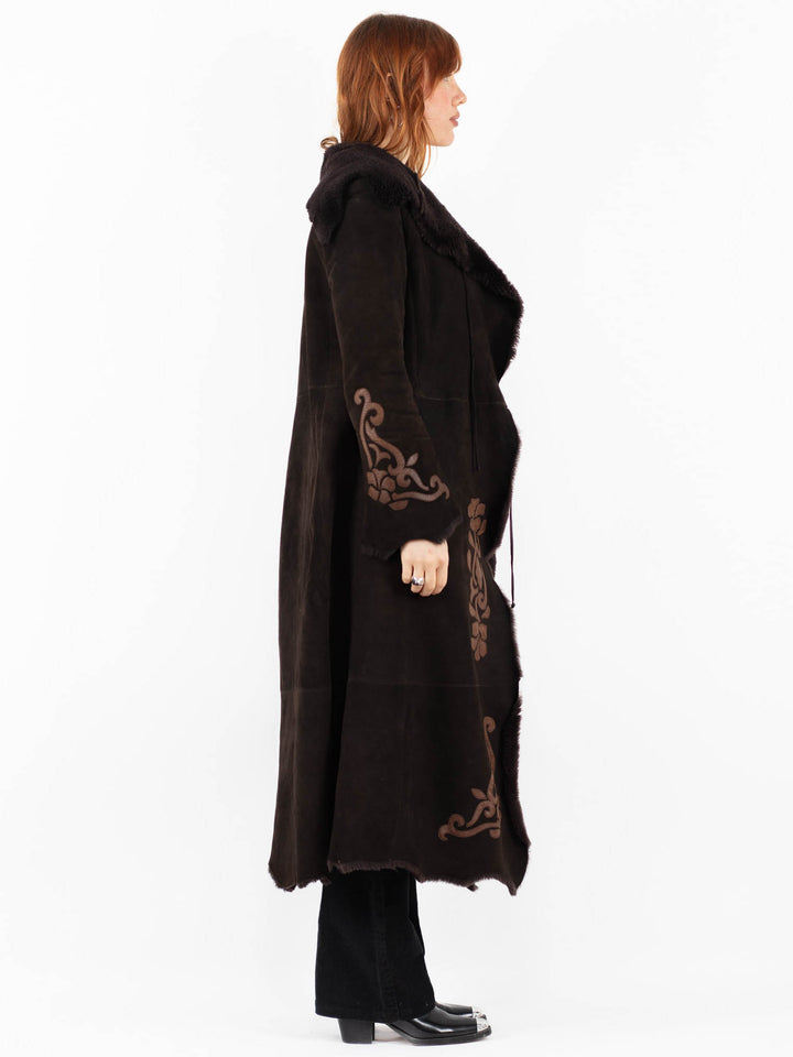 Vintage 90's Women Sheepskin Coat in BrownV9745