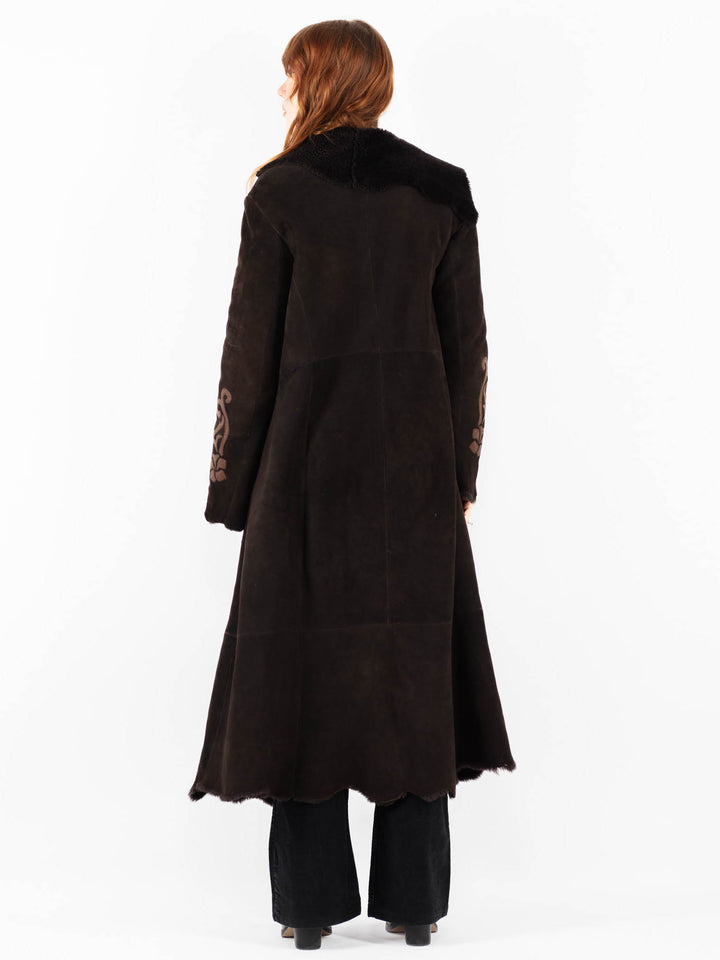Vintage 90's Women Sheepskin Coat in BrownV9745