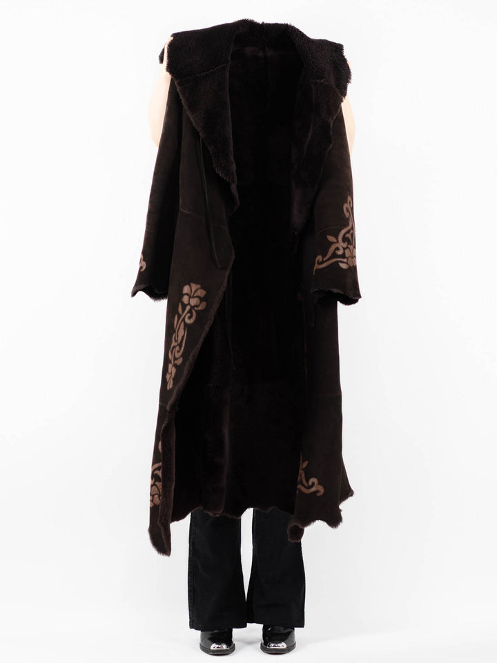 Vintage 90's Women Sheepskin Coat in BrownV9745