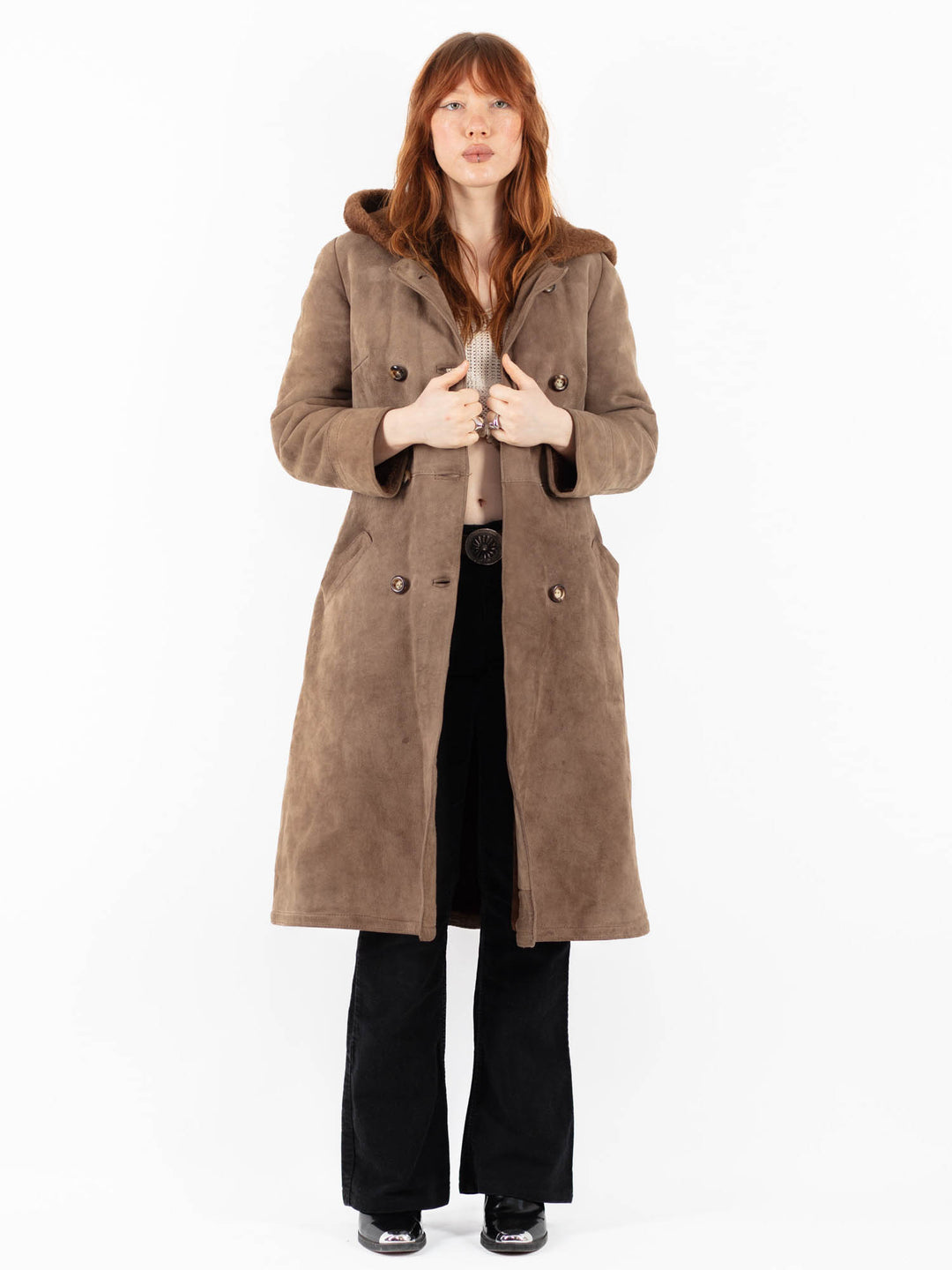 Vintage 90's Women Sheepskin Coat in BeigeV9750