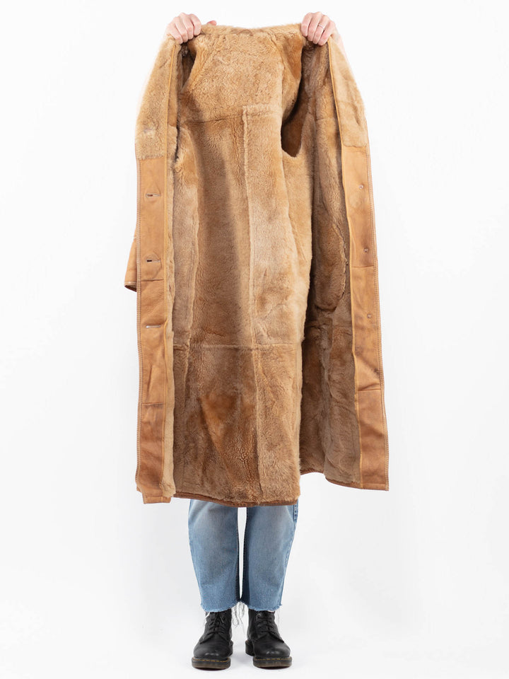 Vintage 90's Women Sheepskin Coat in BrownA0250