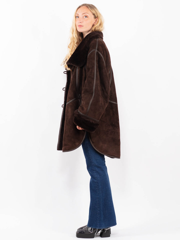 Vintage 90's Women Sheepskin Coat in BrownA0354
