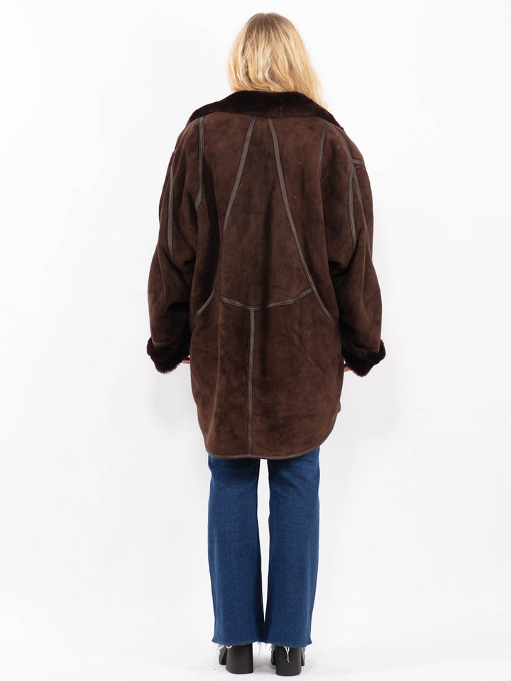 Vintage 90's Women Sheepskin Coat in BrownA0354