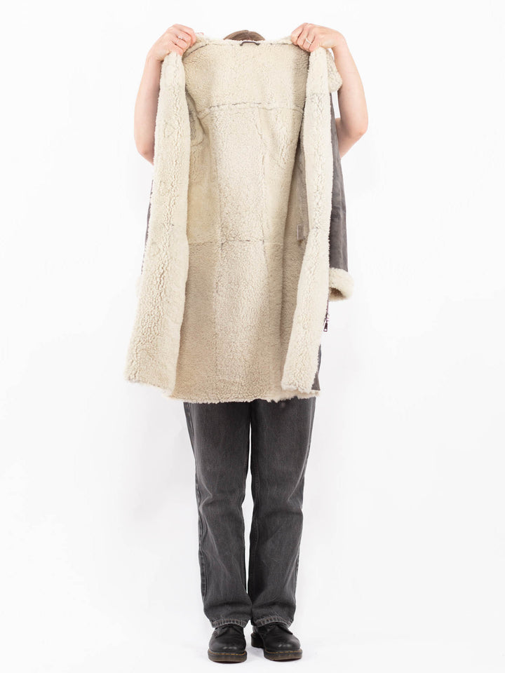 Vintage 90's Women Sheepskin Coat in GrayA0597