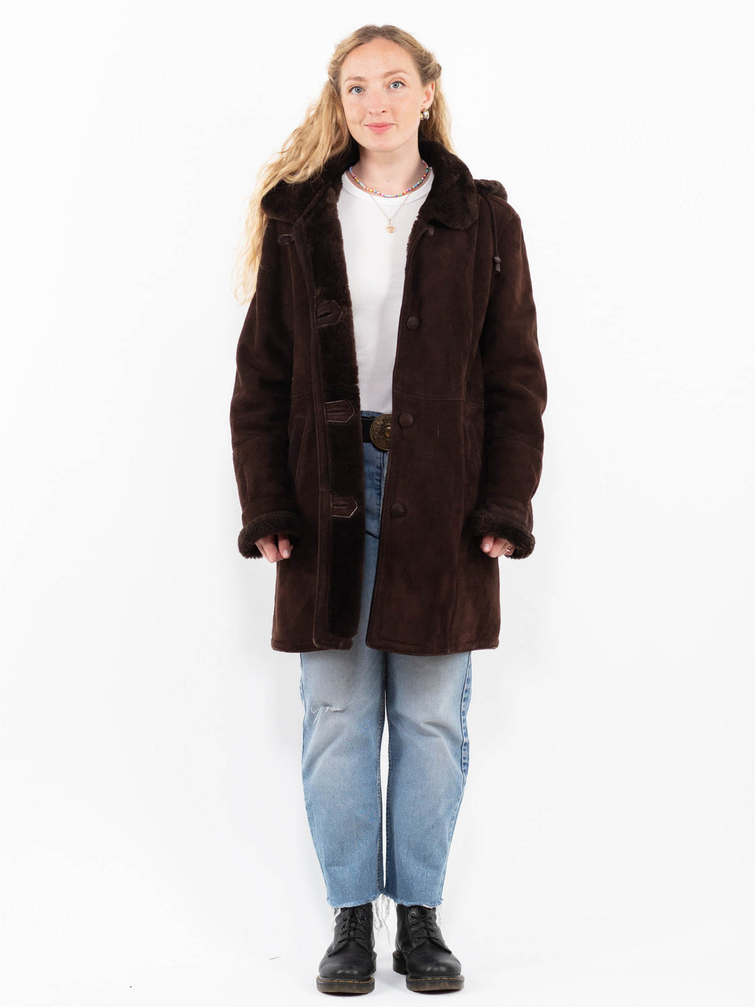 Vintage 90's Women Sheepskin Coat in BrownA0252