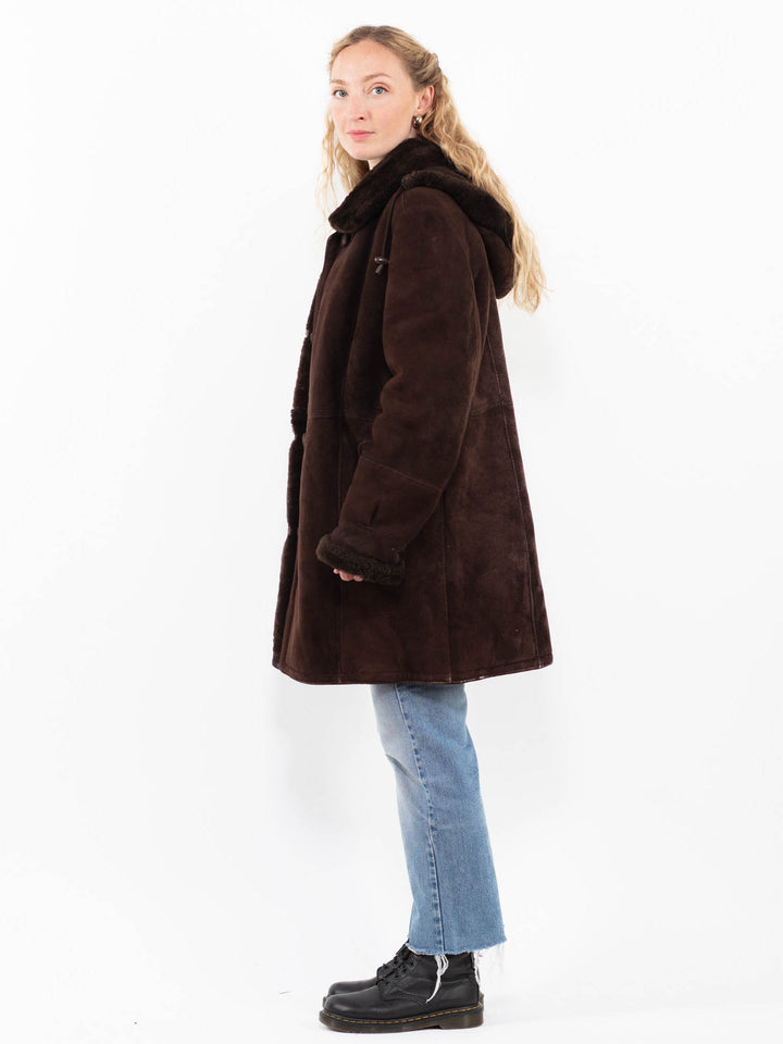 Vintage 90's Women Sheepskin Coat in BrownA0252