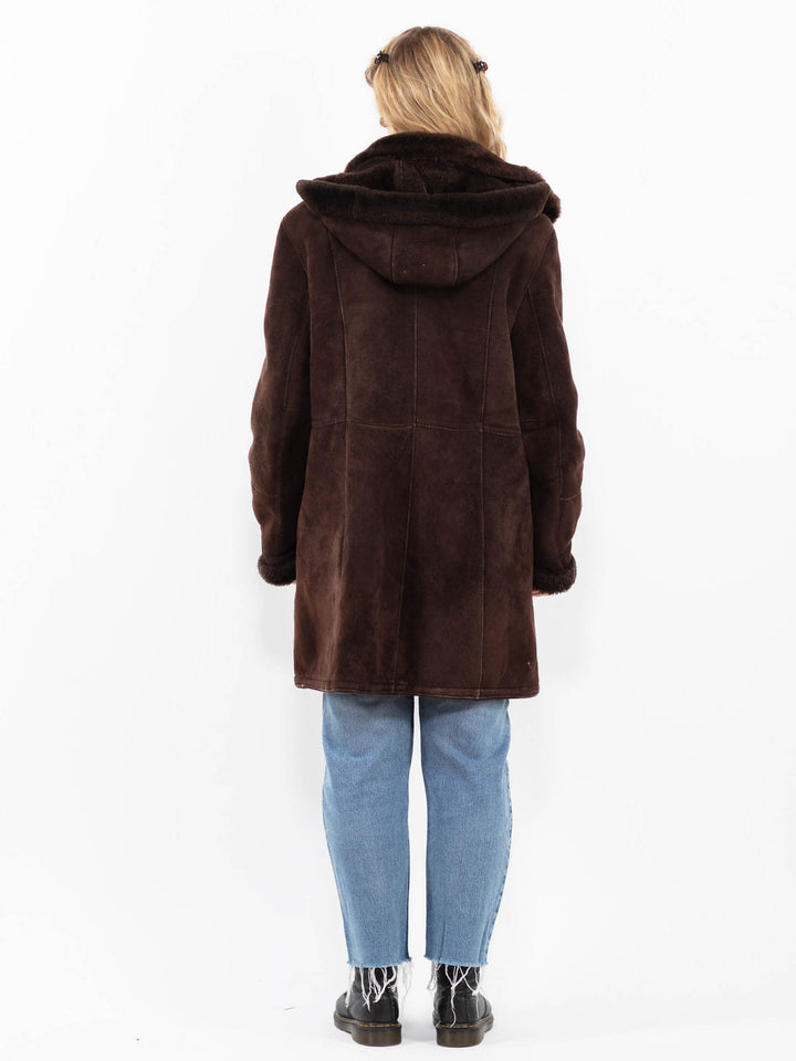 Vintage 90's Women Sheepskin Coat in BrownA0252