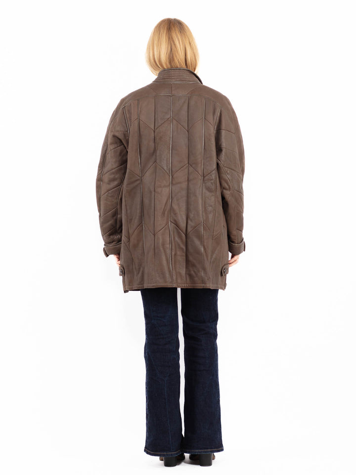 Vintage 90's Women Sheepskin Coat in Brown