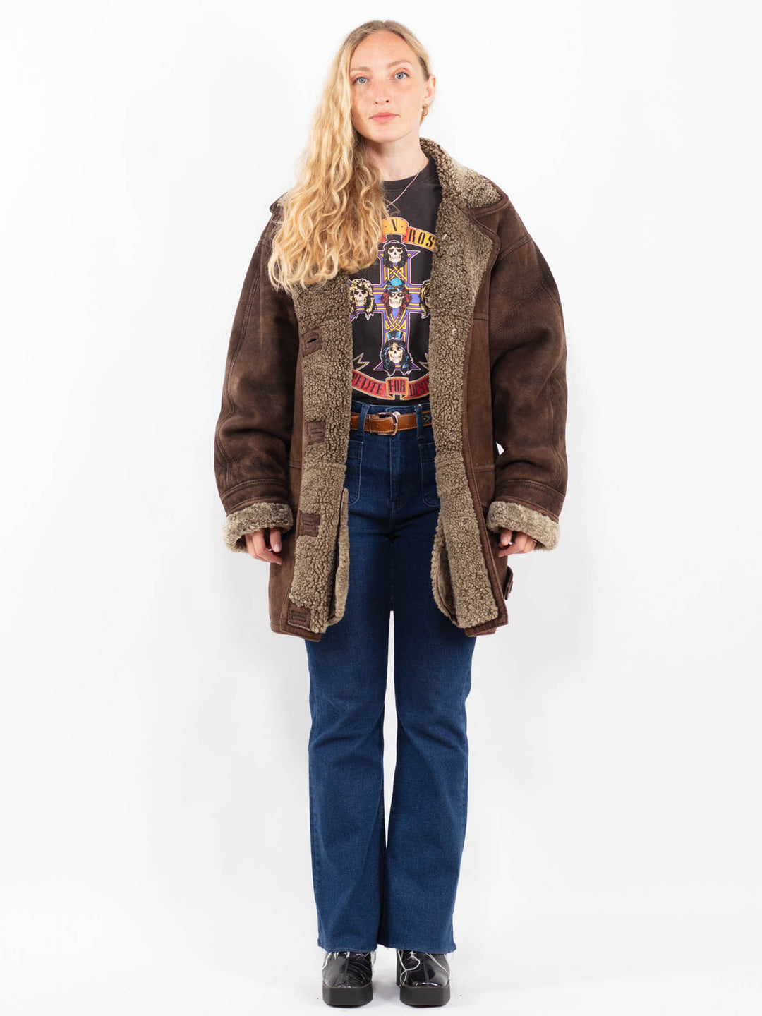 Vintage 90's Women Sheepskin in BrownA0359