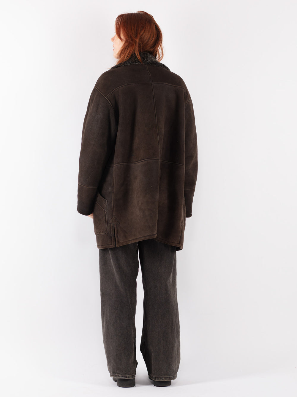 Vintage 90's Women Sheepskin Coat in Brown