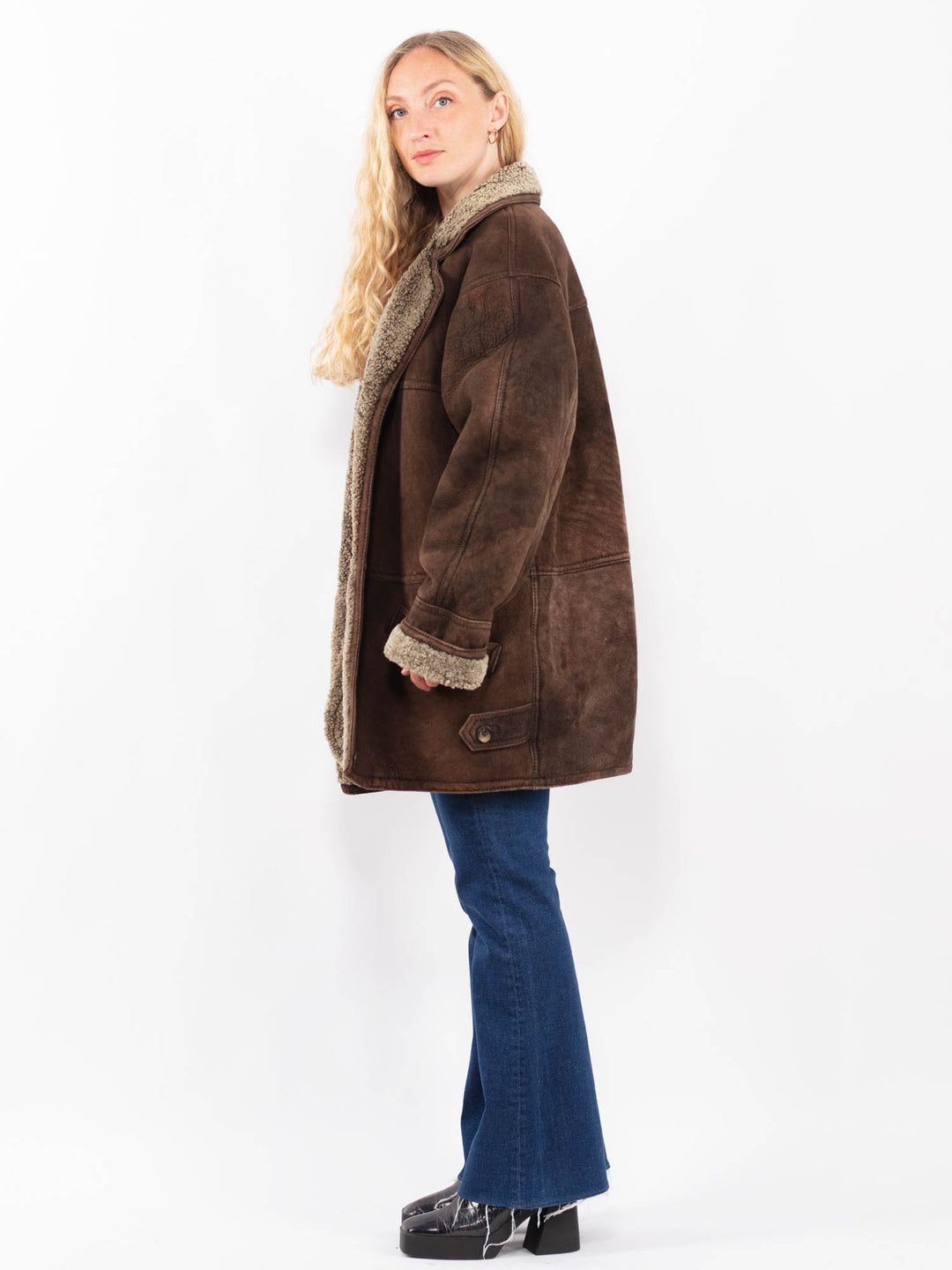 Vintage 90's Women Sheepskin in BrownA0359