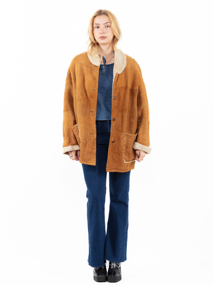 Vintage 90's Women Sheepskin Coat in BrownA0052
