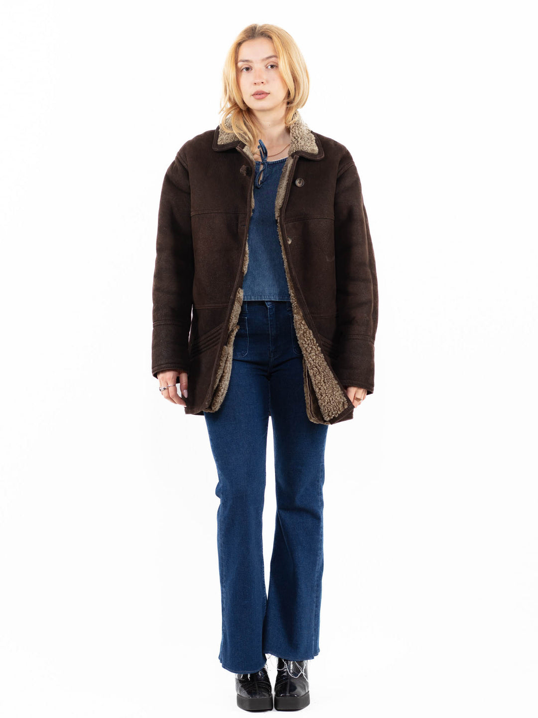 Vintage 90's Women Sheepskin Coat in BrownA0053