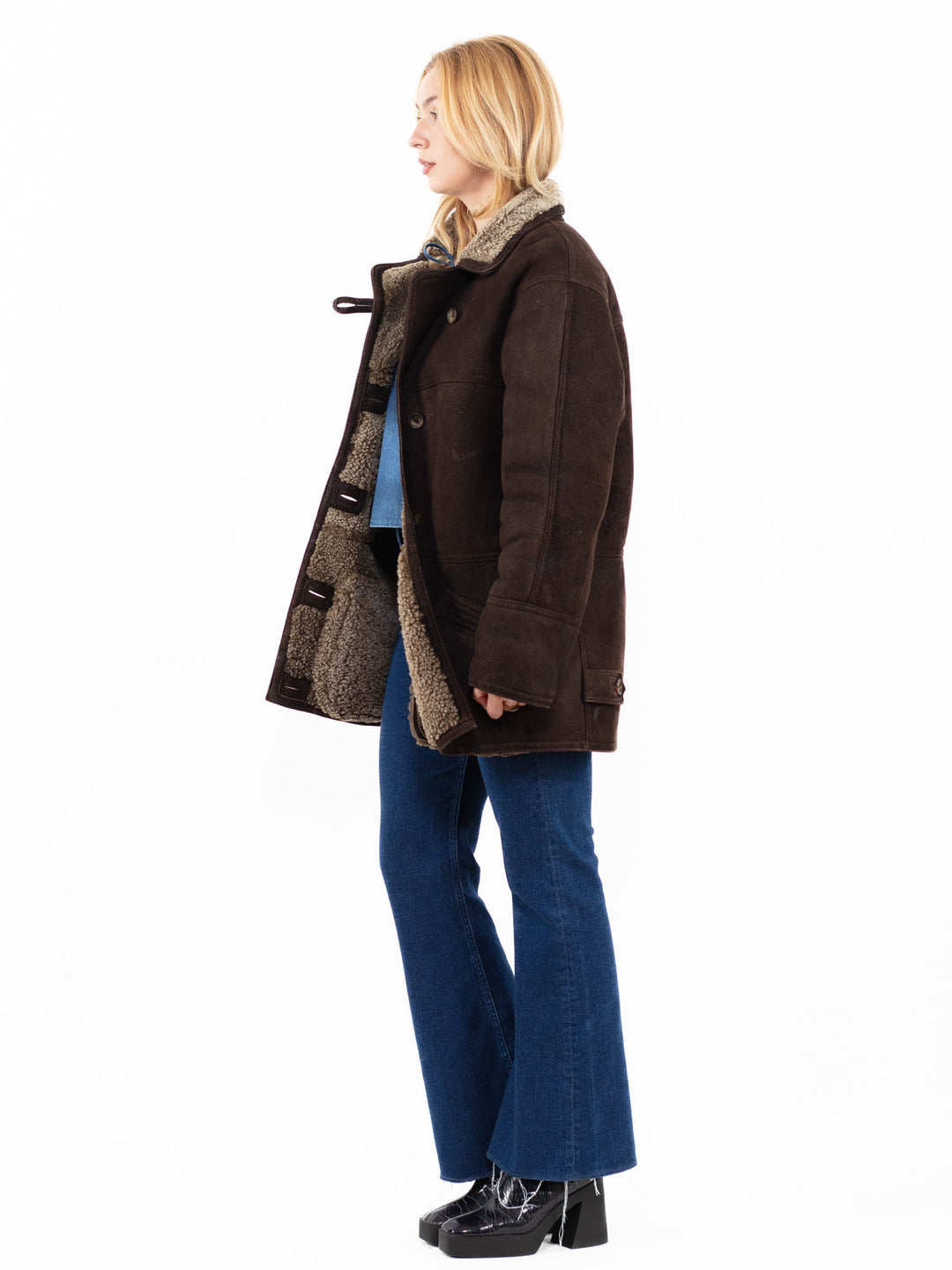 Vintage 90's Women Sheepskin Coat in BrownA0053