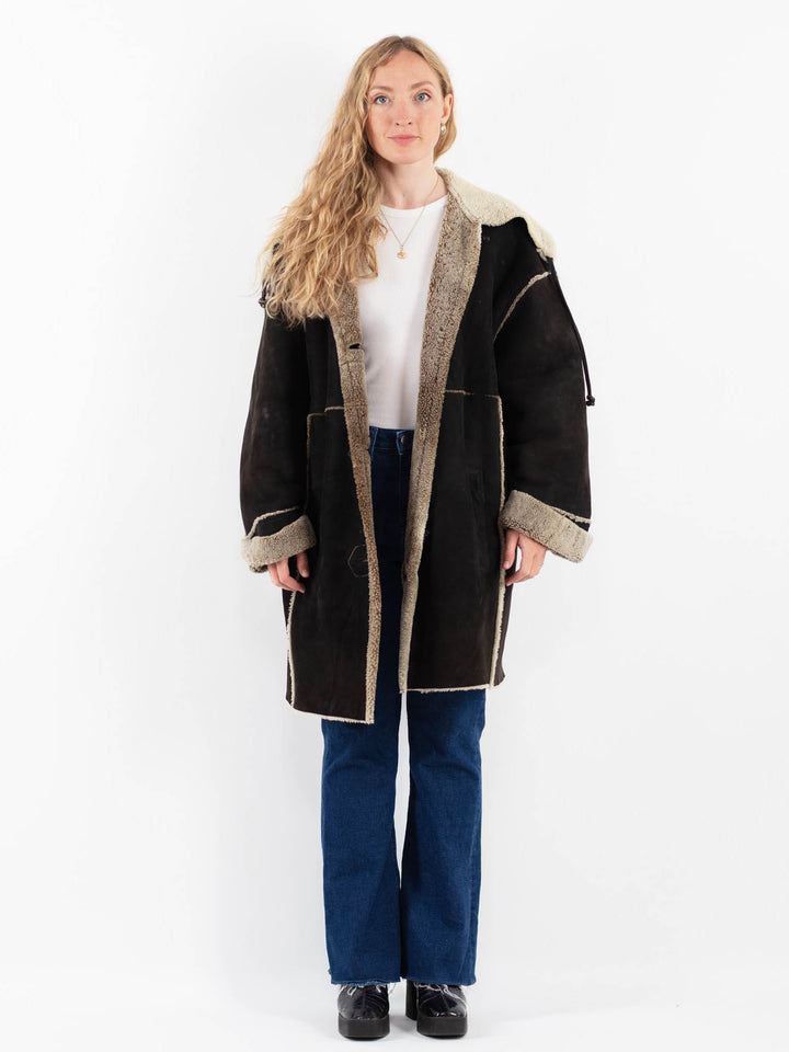 Vintage 90's Women Sheepskin Coat in BlackV9862