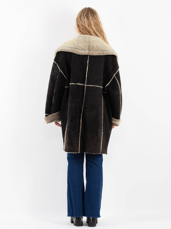 Vintage 90's Women Sheepskin Coat in BlackV9862