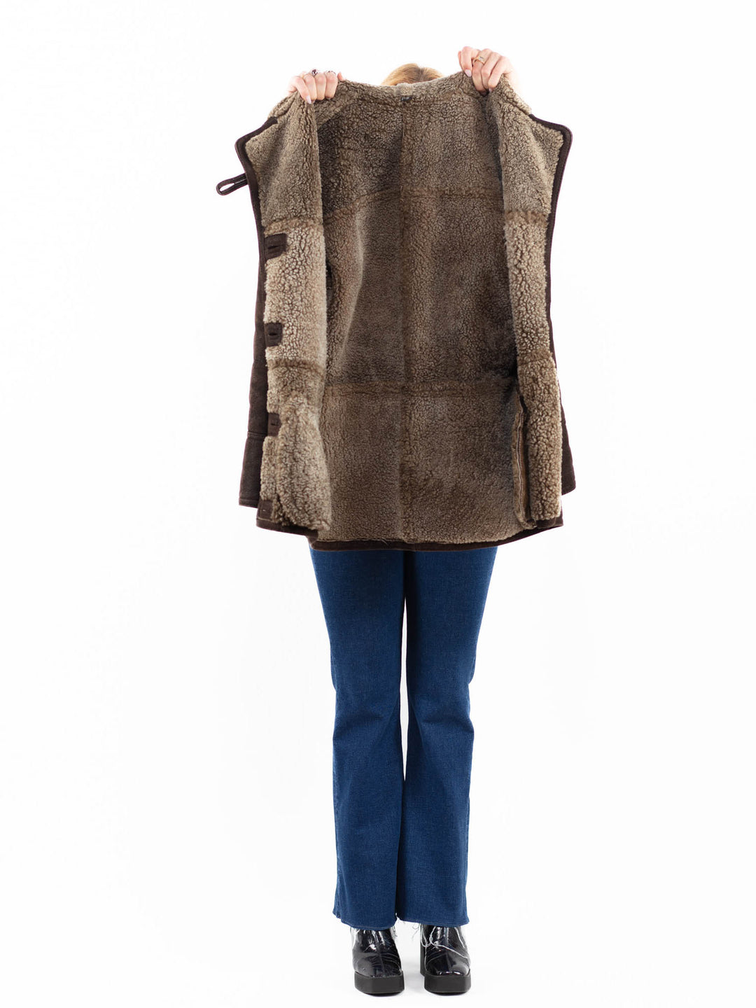 Vintage 90's Women Sheepskin Coat in BrownA0053