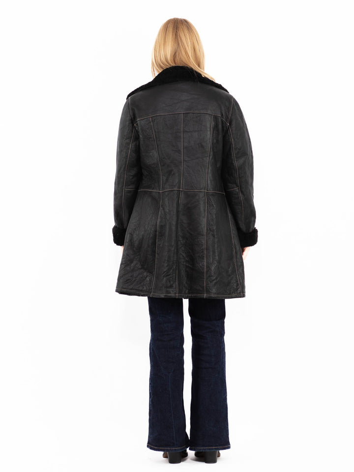 Vintage 90's Penny Lane Sheepskin Coat in Black