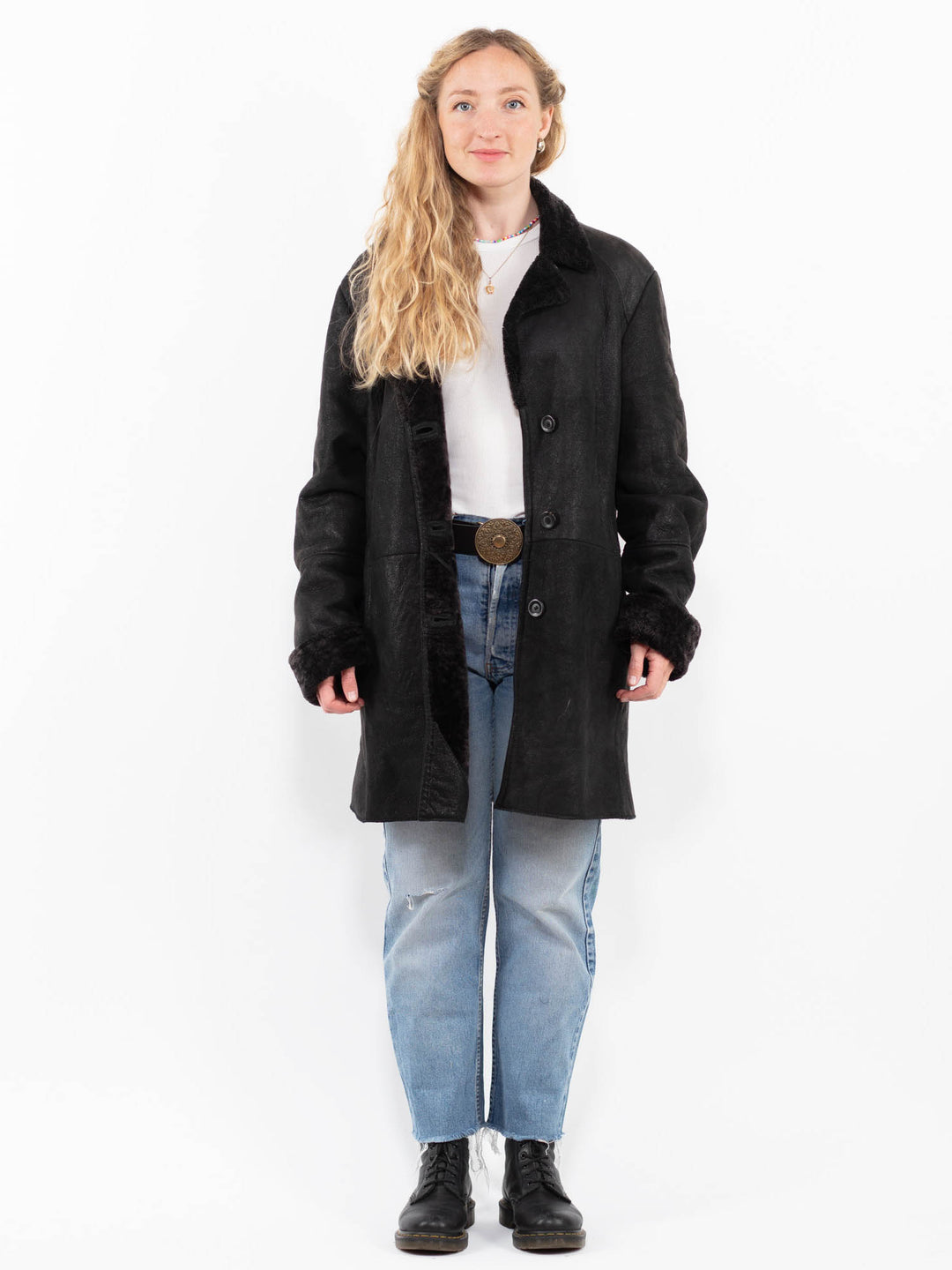 Vintage 90's Women Sheepskin in BlackA0264